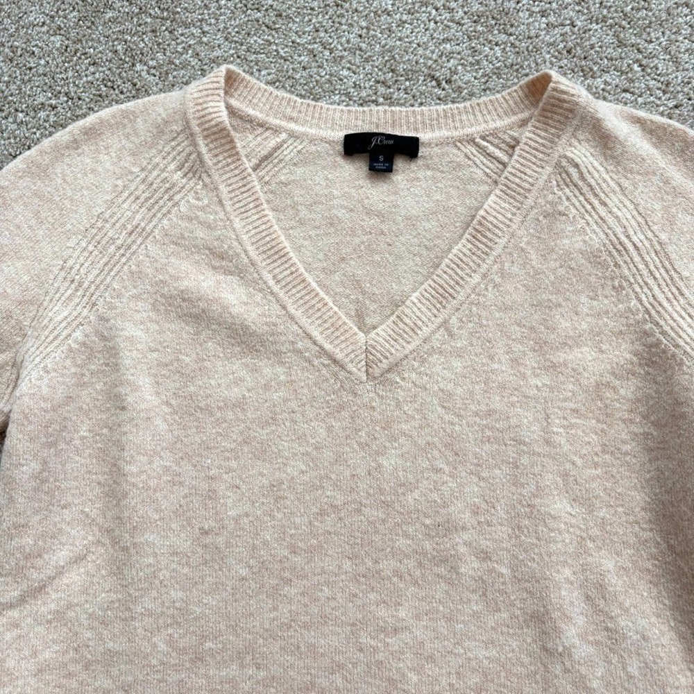 J.Crew‎ Merino Wool Alpaca Blend V-Neck Sweater Womens Small Neutral Beige EUC - Picture 7 of 13